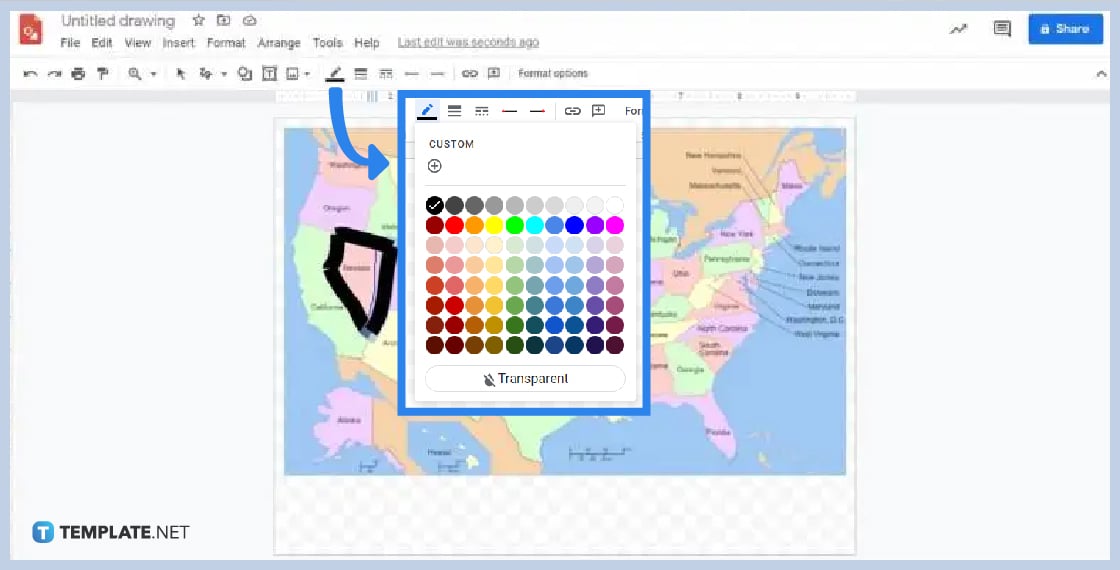 how to color with google drawings step