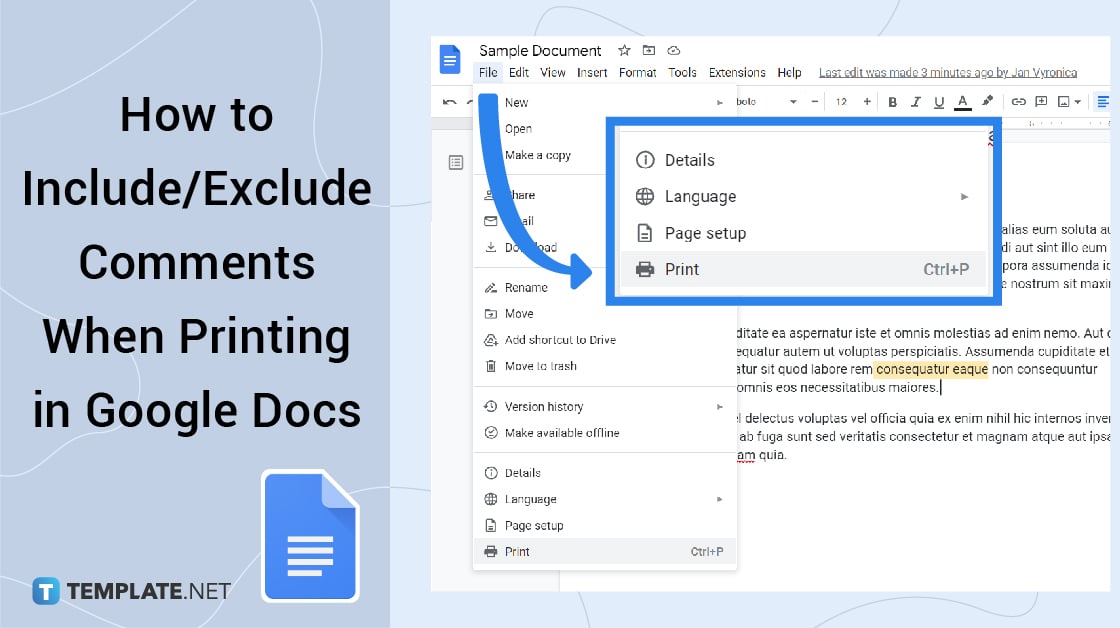 to Include/Exclude Comments When Printing in Google Docs
