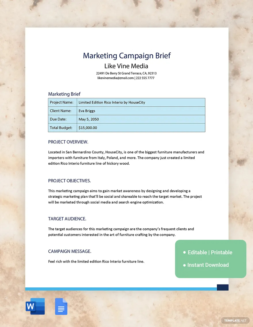 marketing campaign brief