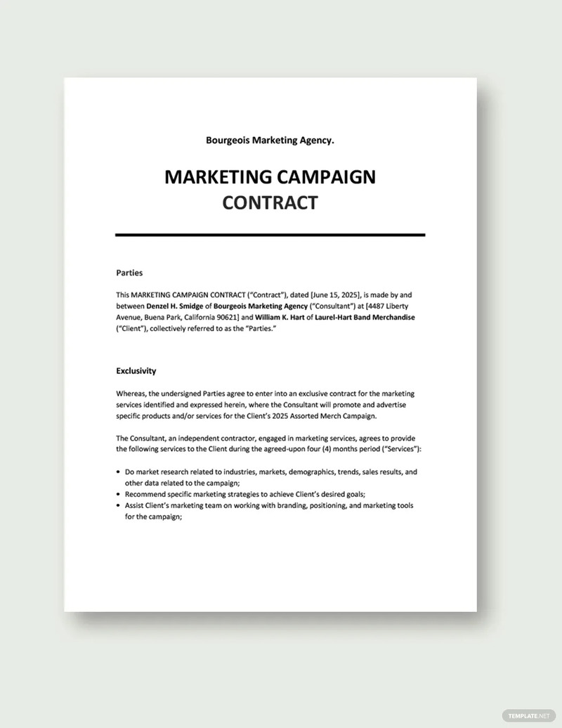 marketing campaign contract