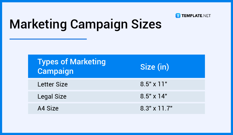 marketing campaign sizes
