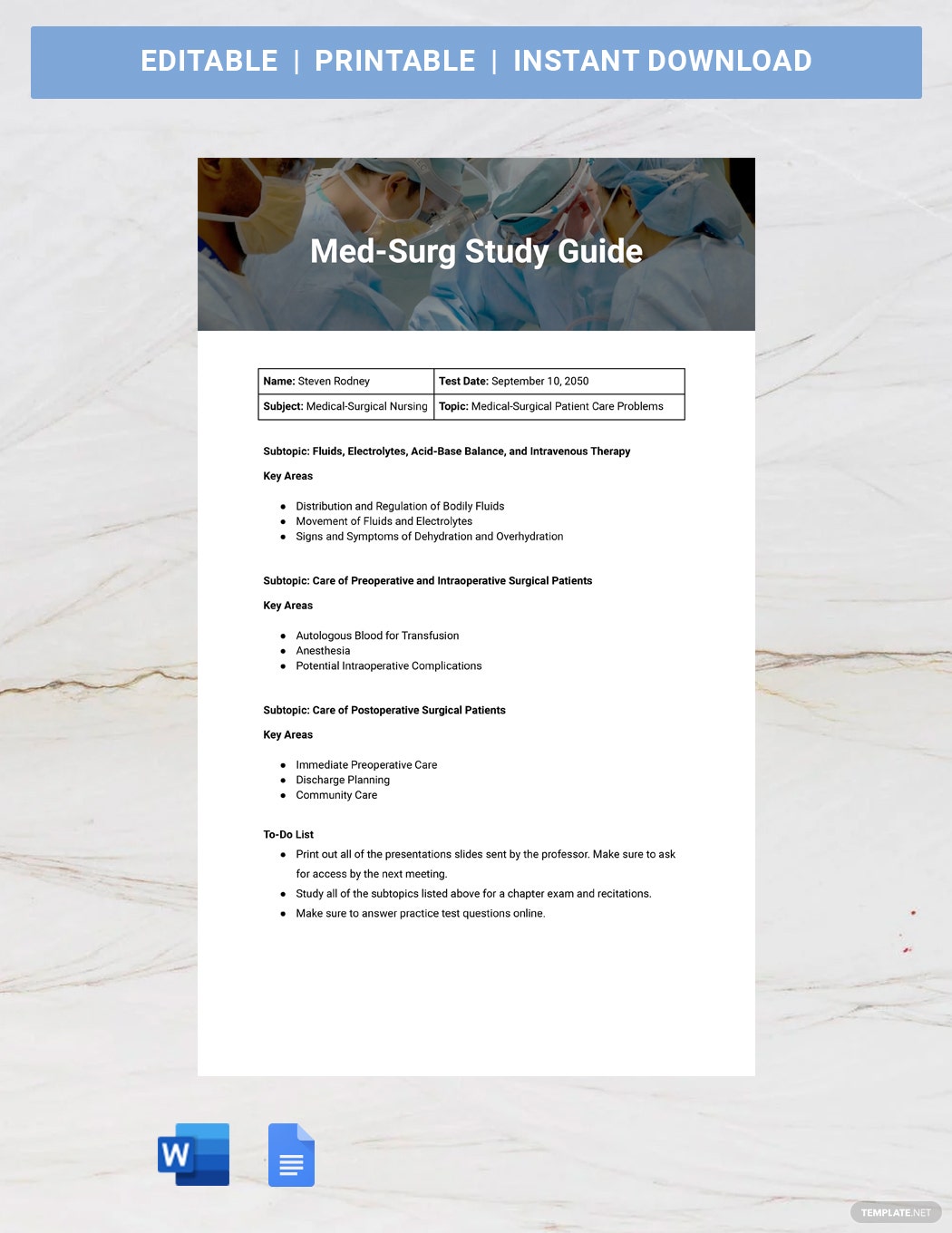 med surg study guide ideas and examples