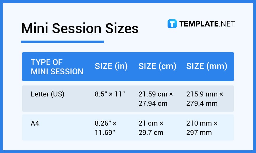 mini session sizes