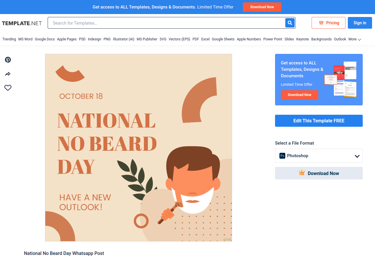national no beard day whatsapp post eps illustrator jpg psd png svg