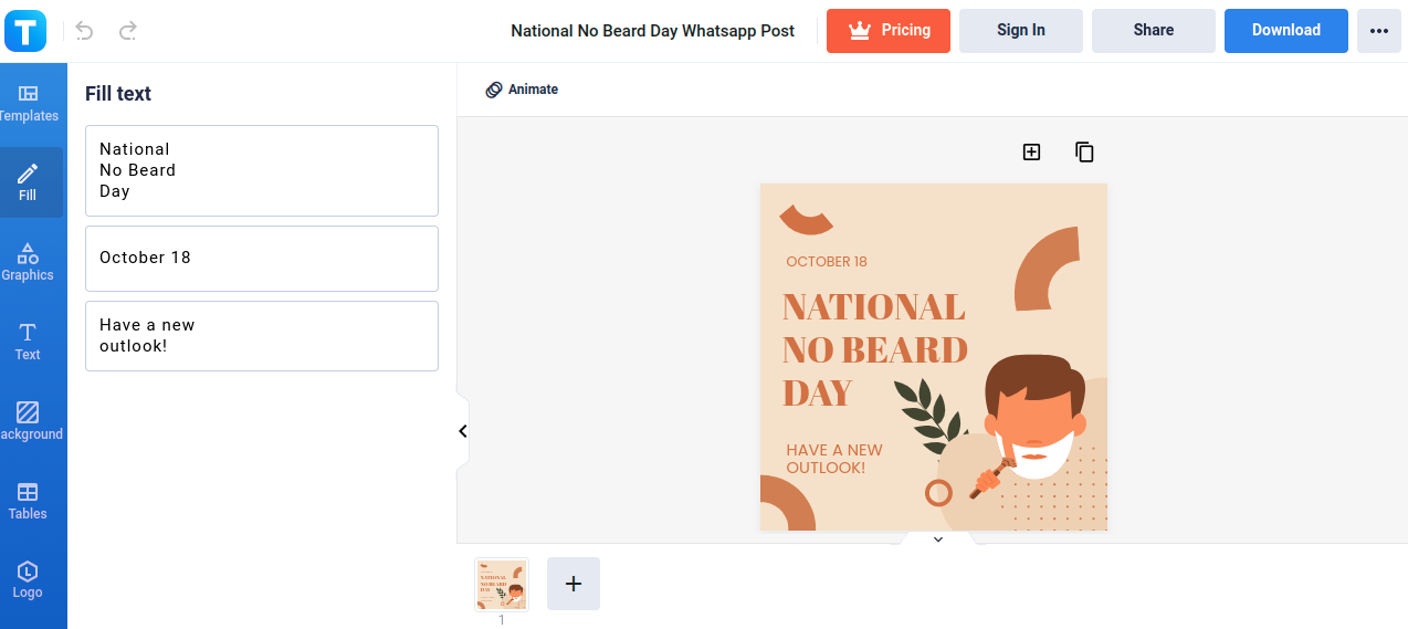 national no beard day whatsapp post