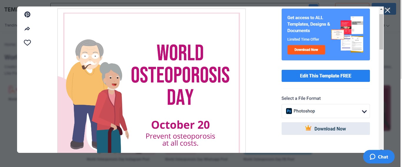 open the world osteoporosis day whatsapp post template