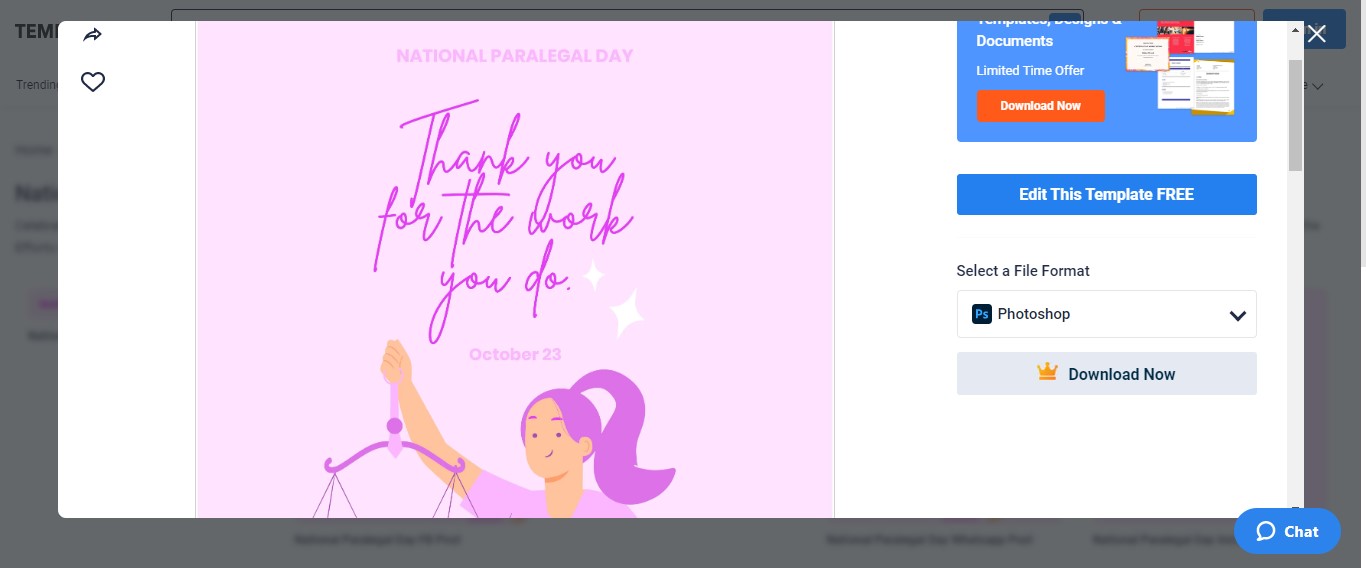 open the customizable national paralegal day whatsapp post template