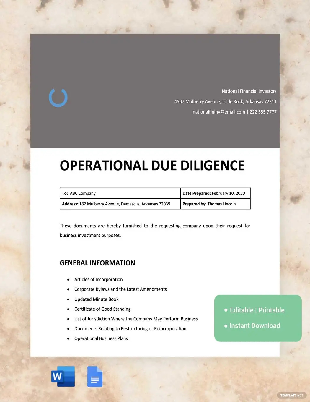 operational due diligence