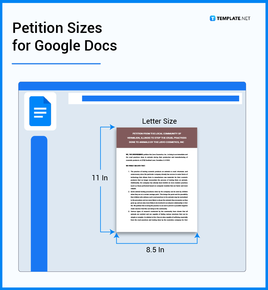 petition sizes for google docs