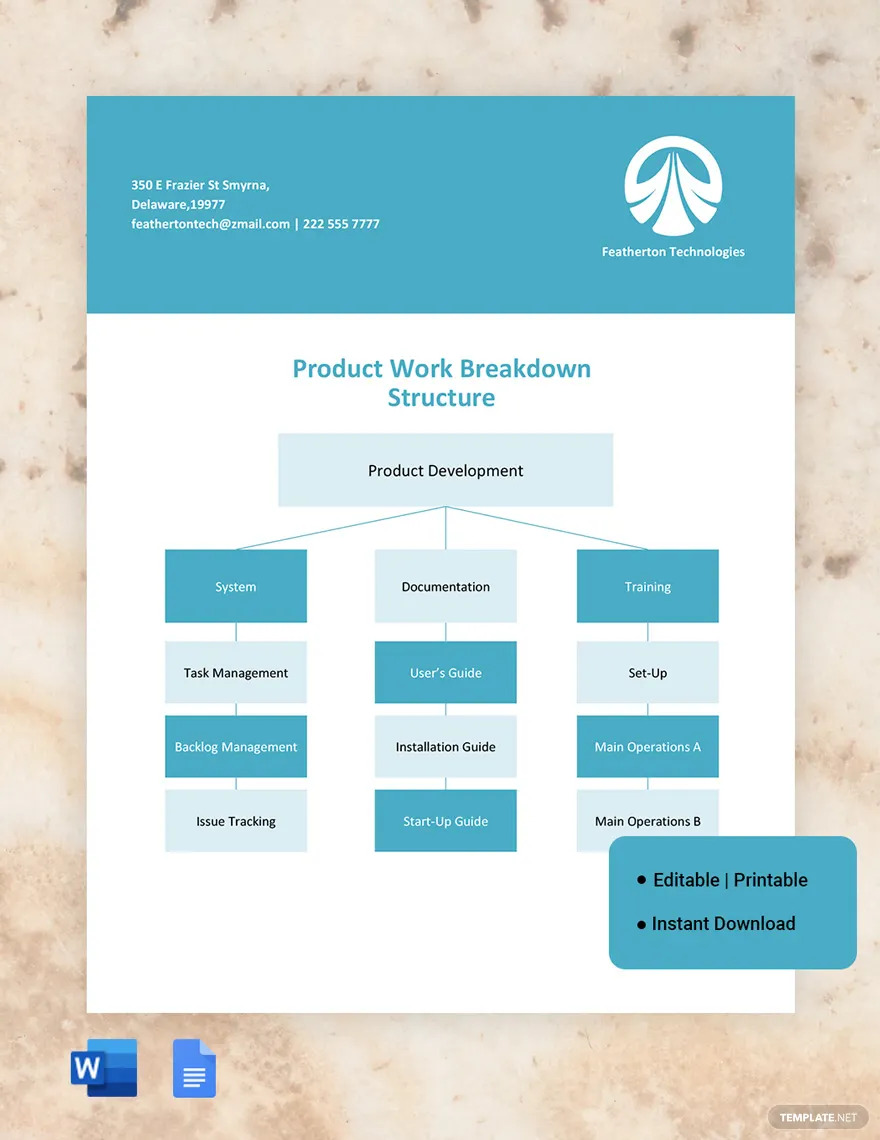 product work breakdown structure