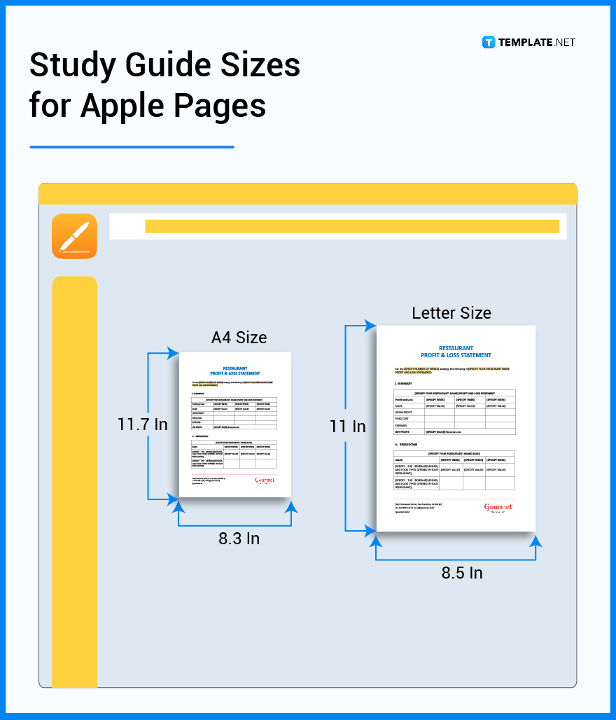 profit and loss sizes for apple pages