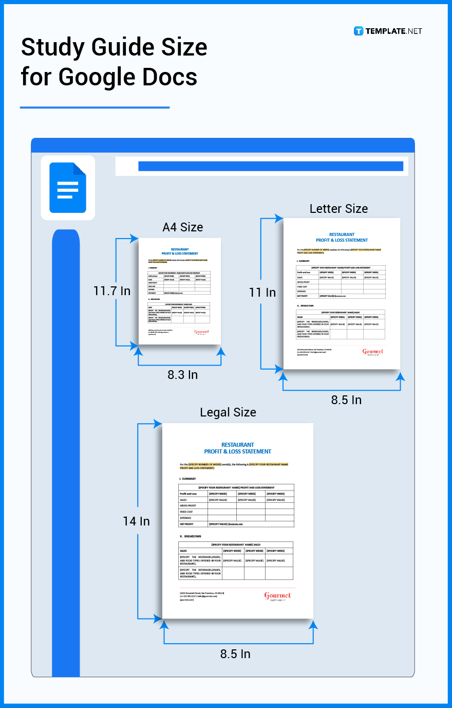 Profit And Loss Size Dimension Inches Mm Cms Pixel