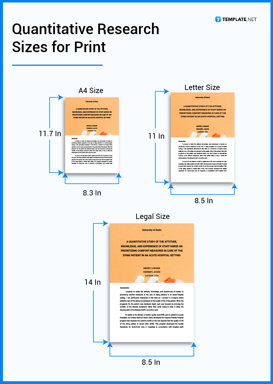 Quantitative Research Size Dimension, Inches, mm, cms, Pixel