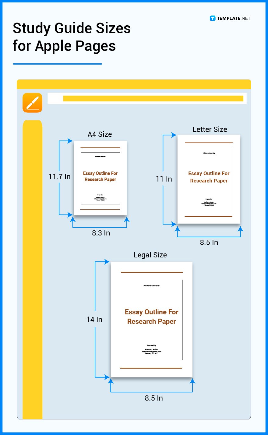 research paper sizes for apple pages