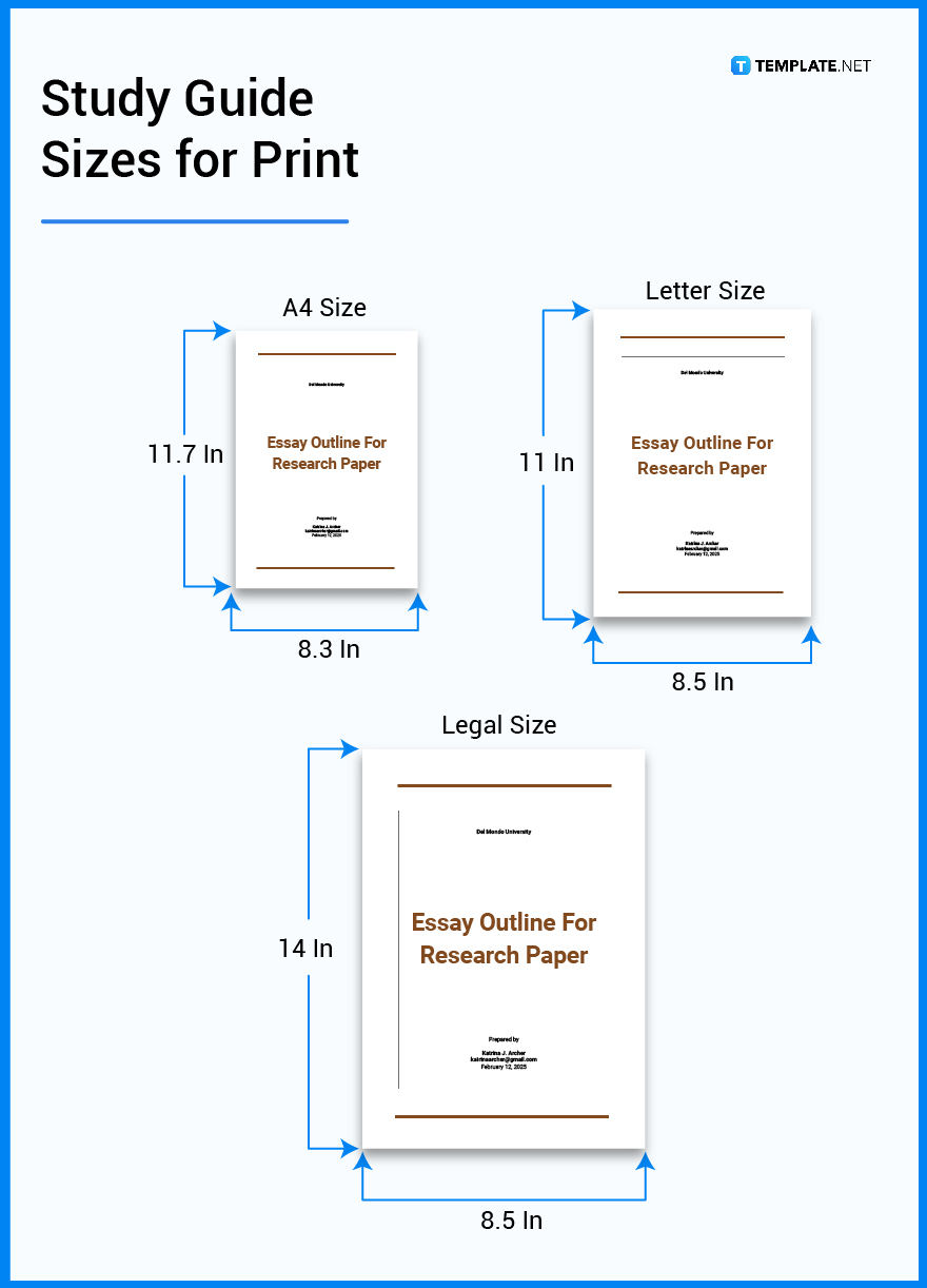 research paper sizes for print