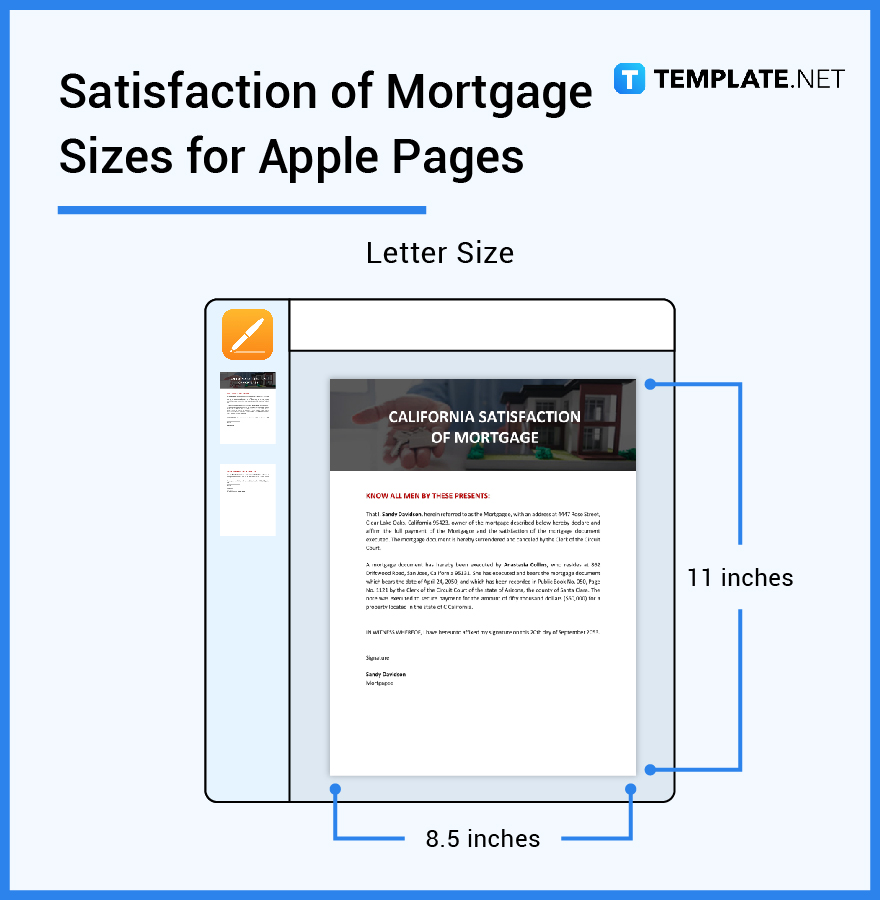 satisfaction of mortgage sizes for apple pages