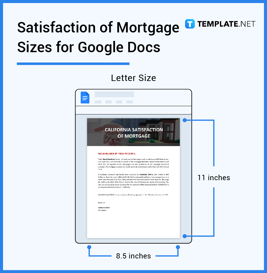 satisfaction of mortgage sizes for google docs