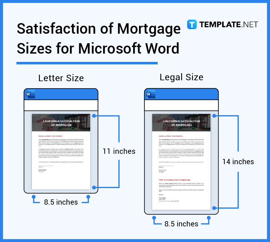 satisfaction of mortgage sizes for microsoft word