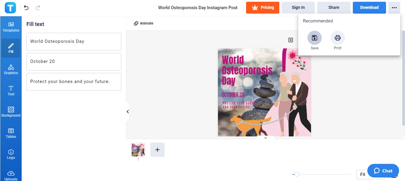 save and keep your customized world osteoporosis day instagram post template