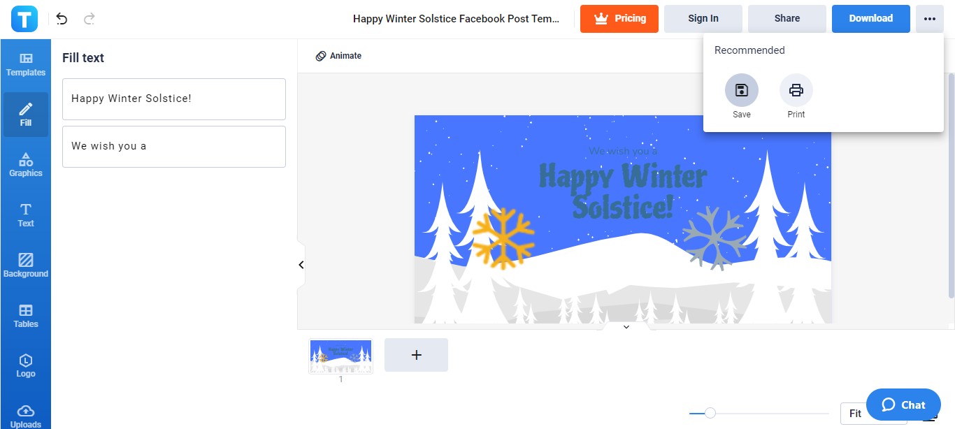save the customized winter facebook post template
