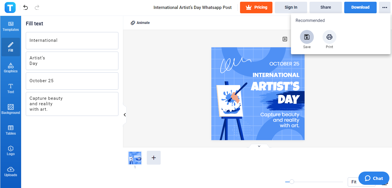 save your international artists day whatsapp post draft