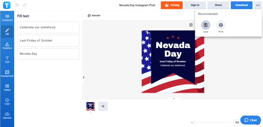 save your nevada day instagram post draft