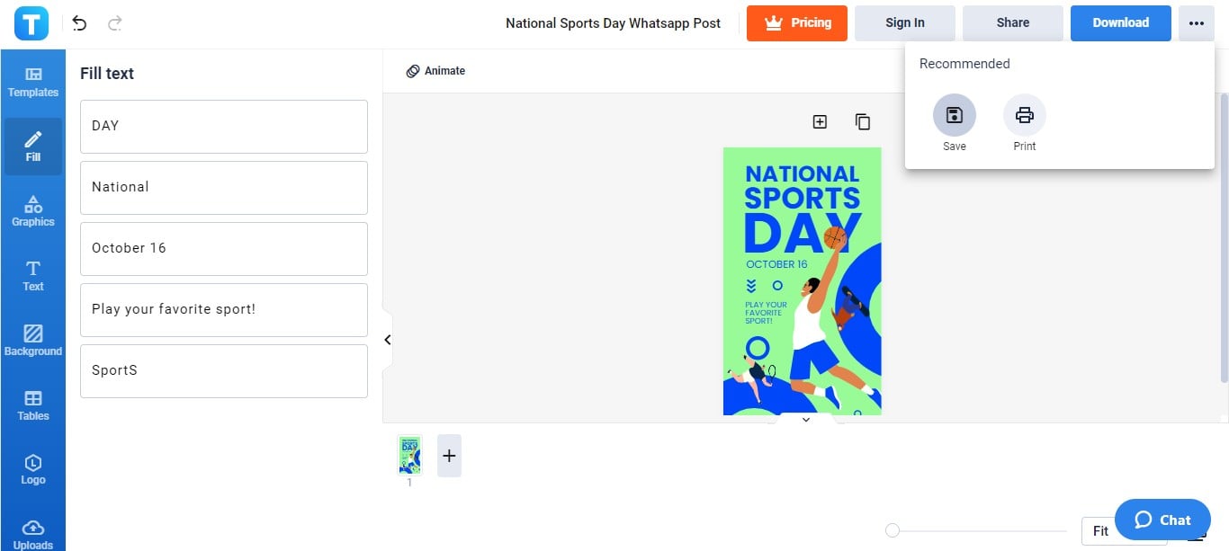 save your custom national sports day whatsapp post