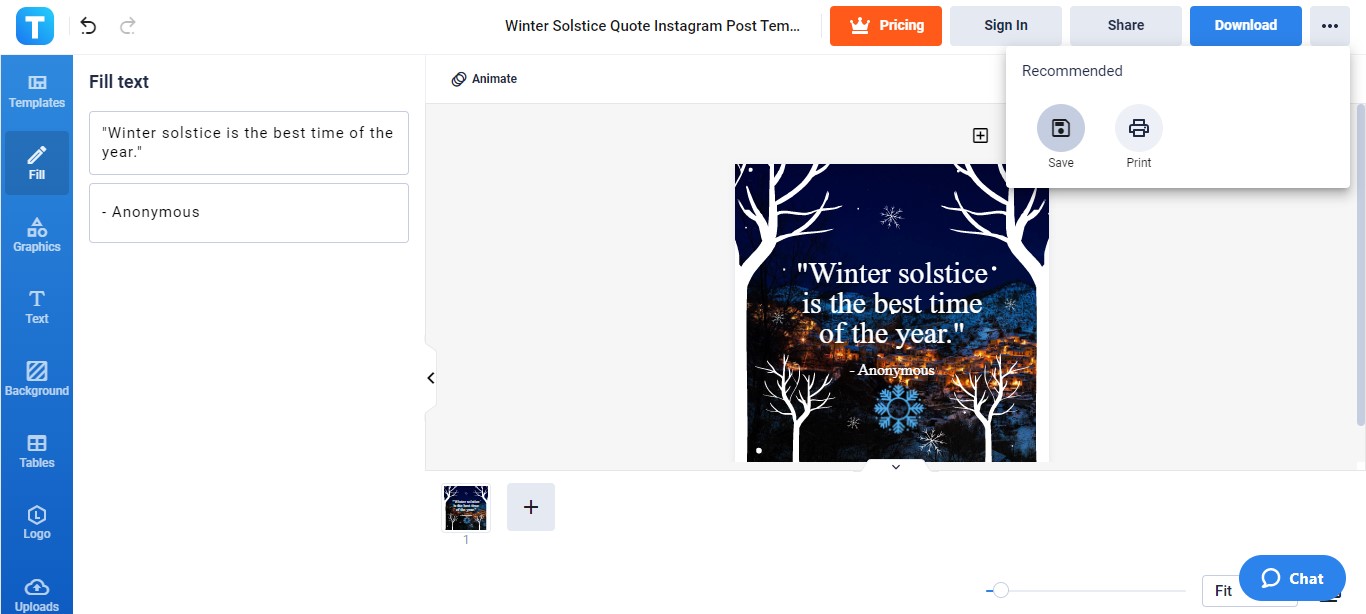 save your personalized winter instagram post