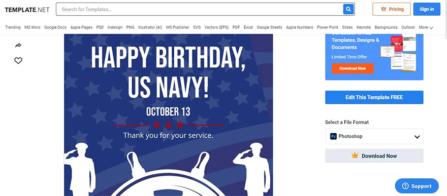 select a navy birthday whatsapp post template