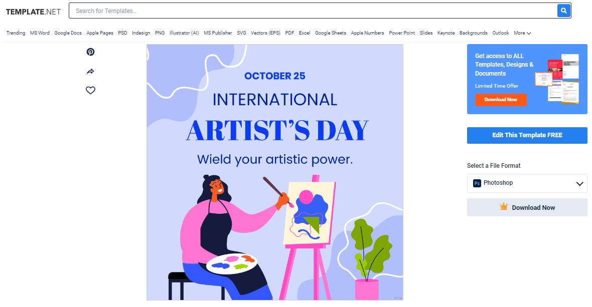 select a creative international artists day fb post template