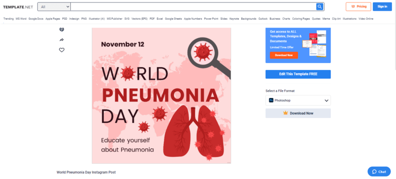select a marvelous world pneumonia day instagram post template