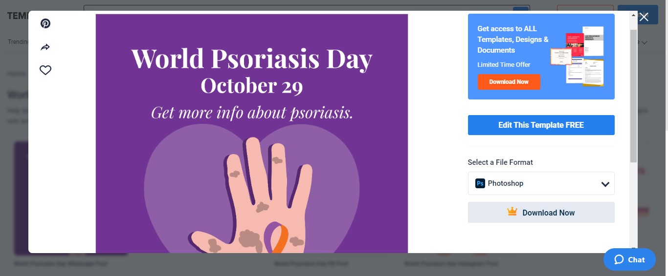 select and open the world psoriasis day whatsapp post template