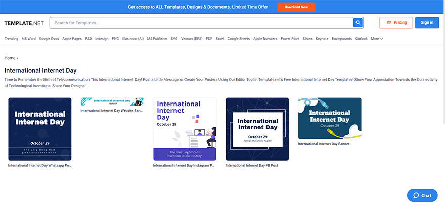 select the international internet day fb post template