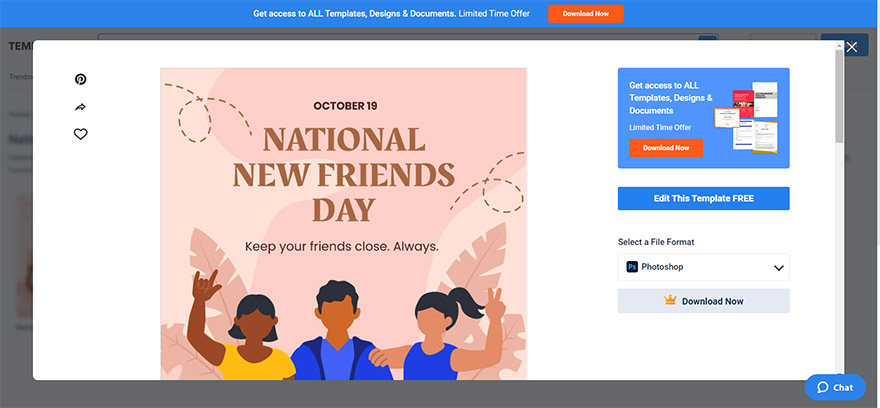 select the national new friends day fb post template