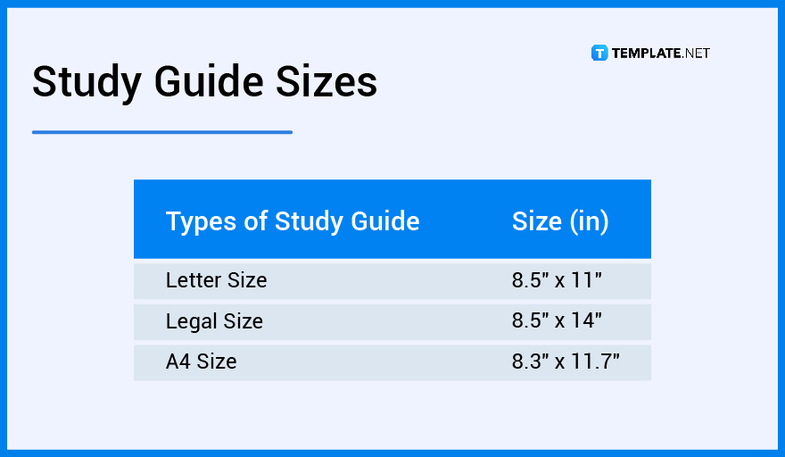 study guide sizes