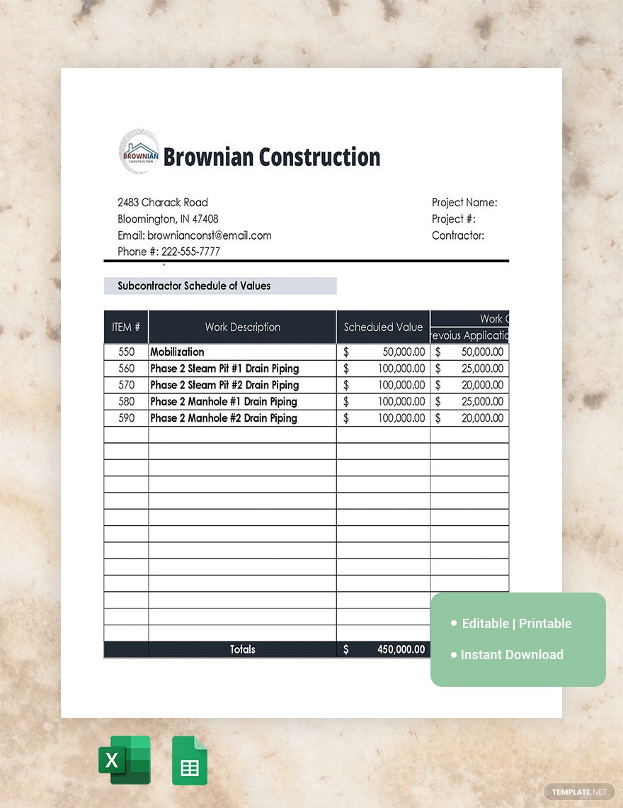 subcontractor schedule of values ideas and examples