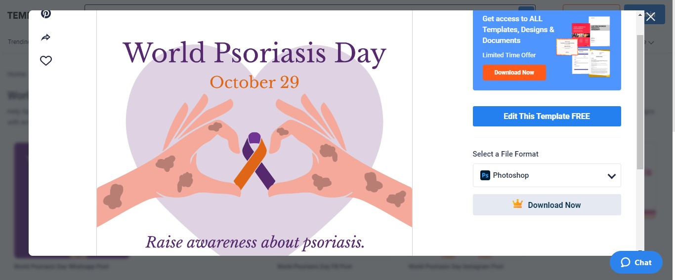 take our sites template called the world psoriasis day fb post