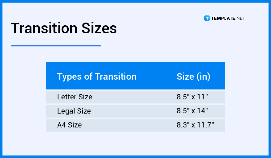 transition sizes