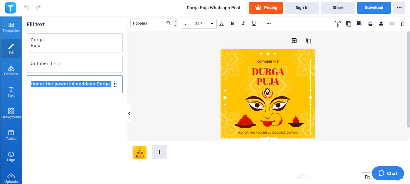 type in your powerful durga puja message