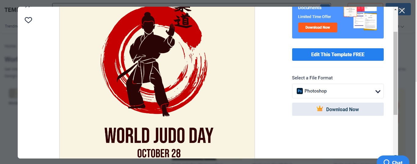 use our template called world judo day fb post