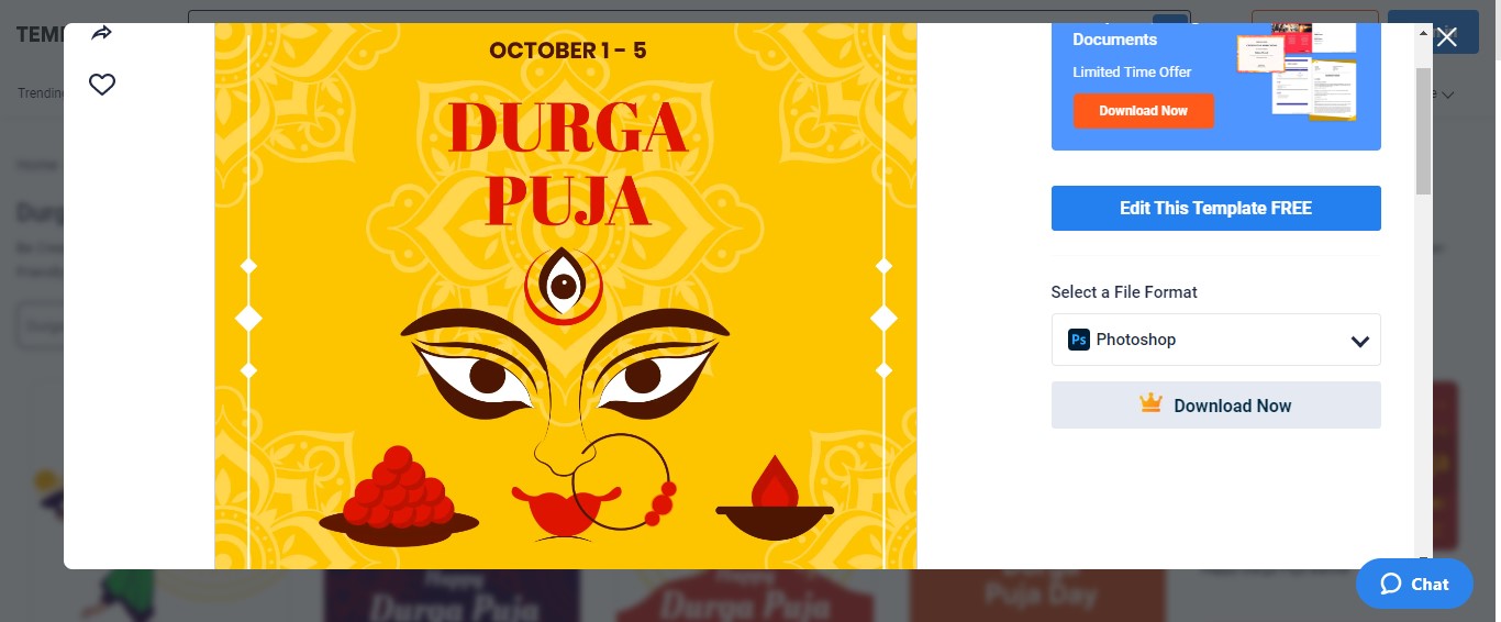 use the template durga puja whatsapp post