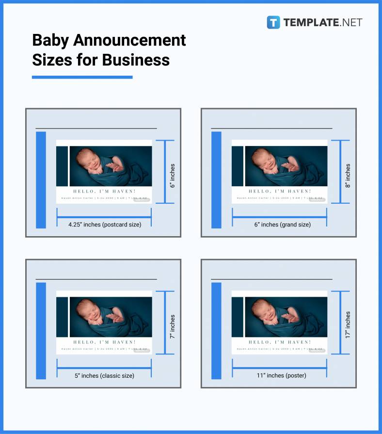 baby announcement sizes for business 788x