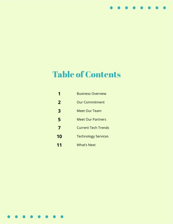 Table Of Contents Maker - Free, Creator, Generator, Edit Online | Free ...