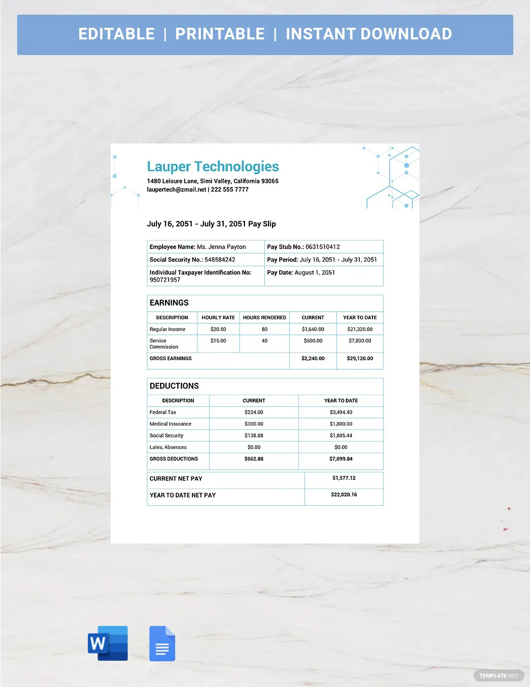 bi weekly payslip ideas and examples