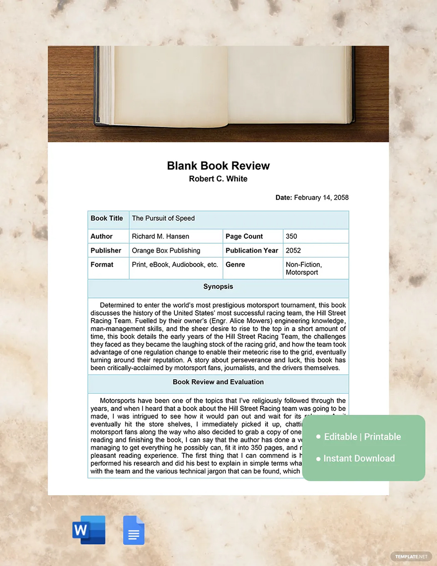 blank book review