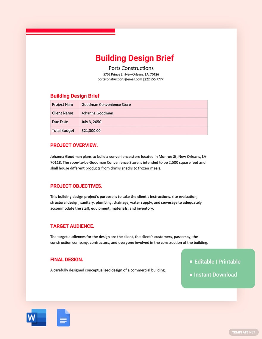 building design brief ideas and examples