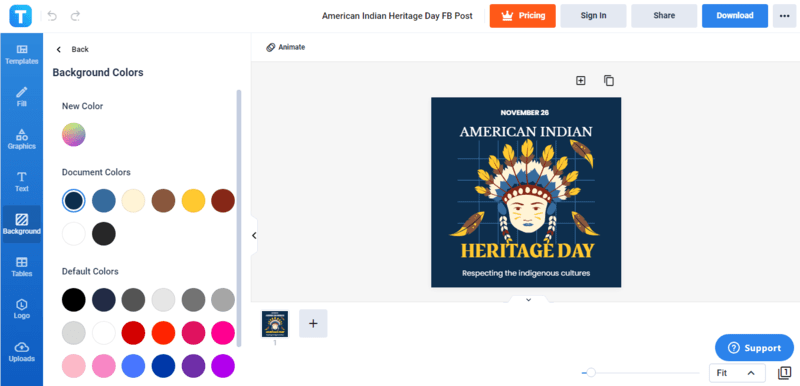 change the american indian heritage day template background color
