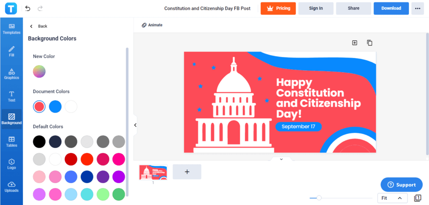 choose a constitution and citizen themed background color