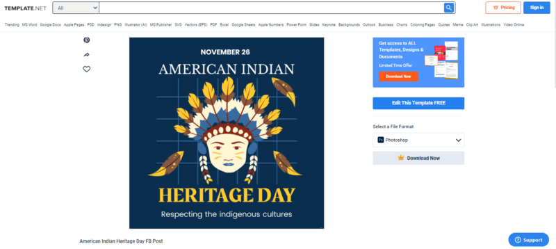 choose a good american indian heritage day fb post template