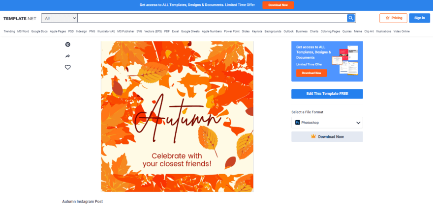 choose a stunning autumn instagram post template